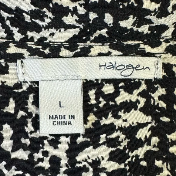 Halogen top women large 100% silk sleeveless zipper front ruffle vneck blouse - Picture 5 of 9